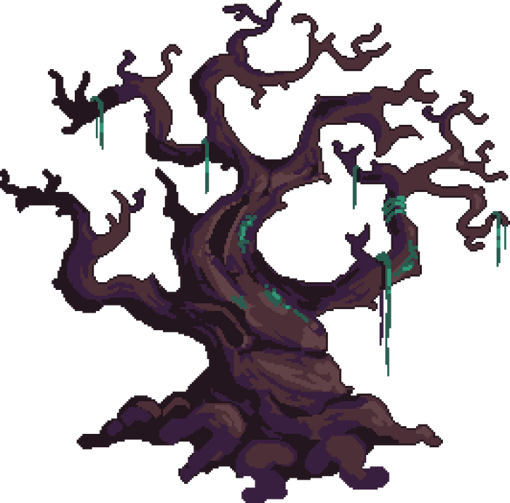 Garry Oak Tree A dark, foreboding Garry Oak tree with vines melting down it. Its branches are twisted and gnarled.